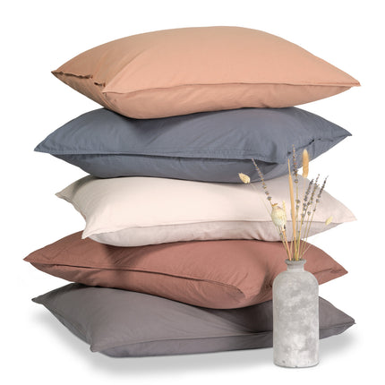 WASHED COTTON dekbedovertrek 140x220 cm Brownie (katoen)