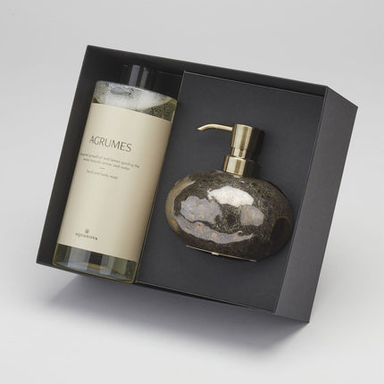 Giftbox Ugo zeepdispenser Vintage Bronze & Paris zeep Agrumes
