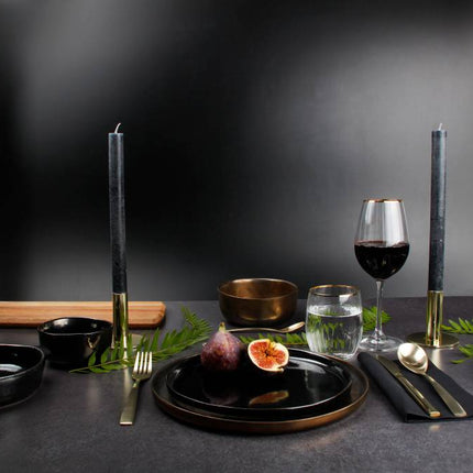 Flat plate 22 cm black & gold black (set/4)