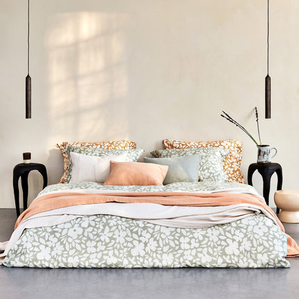 Dekbedovertrek FLORALS Smoke Green 140x220 cm (satijnkatoen)