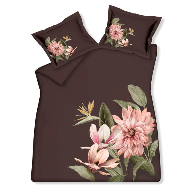 PARADISE BLOOM dekbedovertrek Dark Chocolate 240x220 cm