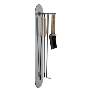 ASHI 5-delige openhaardset wand Brown Oak
