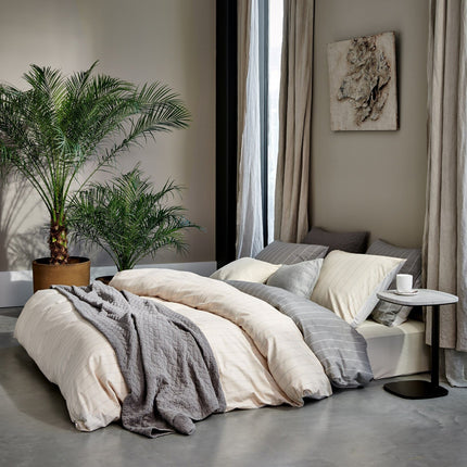 Dekbedovertrek HOME Puglia Cream Tan 240x220 cm (percalkatoen)