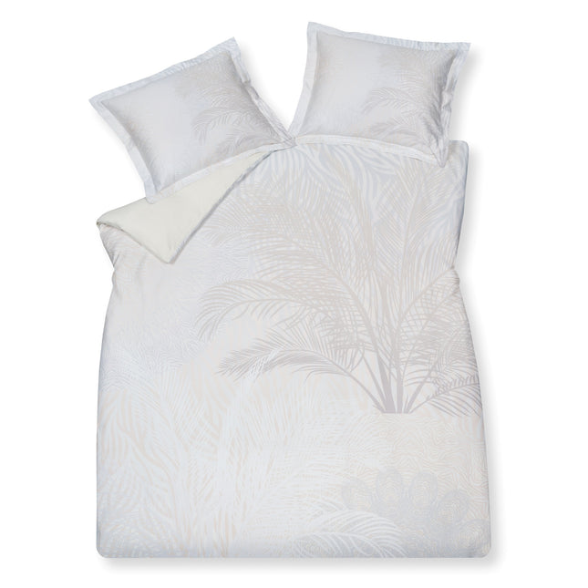 Housse de couette MOTIF FLEURS Crème Tan 200x220 cm (satin de coton)