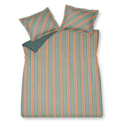 Dyneovertræk Preppy Stripe Røggrøn 140x220 cm (satinbomuld)