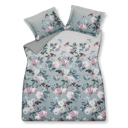 Dyneovertræk Floral Charm Pearl Blue 140x220 cm (satinbomuld)
