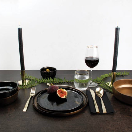 Flat plate 22 cm black & gold black (set/4)
