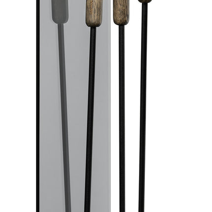 Ashi 3-teiliger Kamin Set Zauberstab braune Eiche