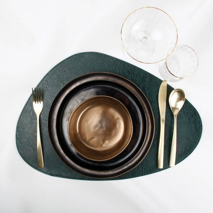 Placemat leather look black (set/4)