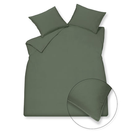 WASHED COTTON dekbedovertrek 140x220 cm Earth Green (katoen)