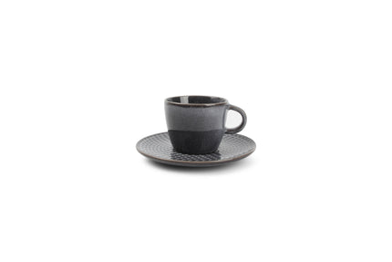Stitch espresso hoved og tallerken 90 ml grå (sæt/4)