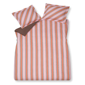 Dyneovertræk Preppy Stripe Pink 140x220 cm (satinbomuld)
