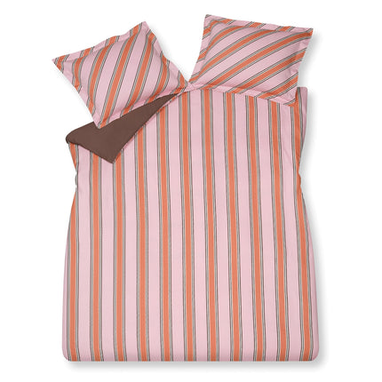Dyneovertræk Preppy Stripe Pink 140x220 cm (satinbomuld)